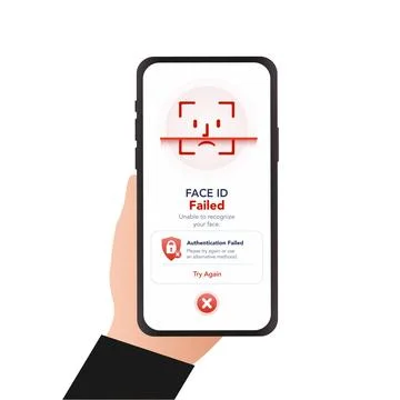 Face ID authentication failed screen. vector illustration Stock Illustration