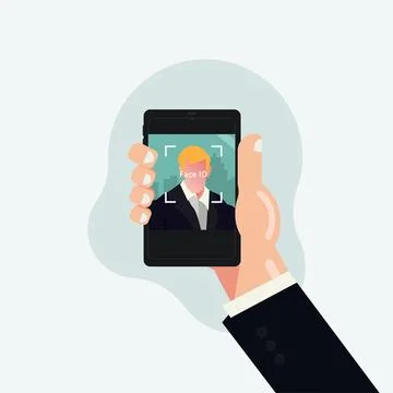 Face ID concept. Smartphone face security system vector illustration Stock Illustration