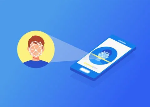 Face id Face identification of young man. Stock Illustration