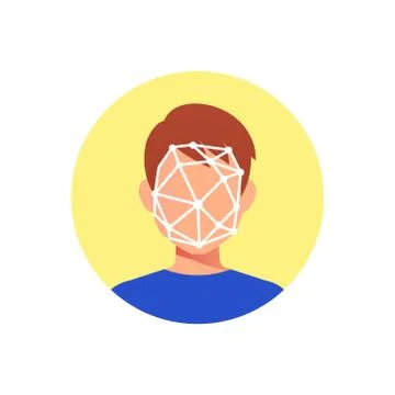 Face id Face identification of young man. Stock Illustration