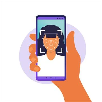 Face ID, face recognition system. facial biometric identification system scan Stock Illustration