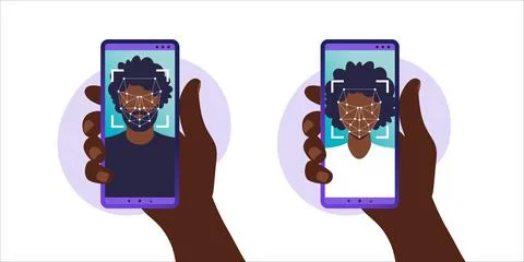 Face ID, face recognition system. facial biometric identification system scan Stock-Illustration