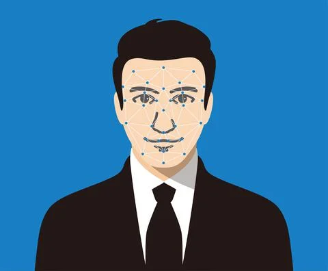 Face ID, facial Recognition System concept icons, biometric identification, p Stockillustratie