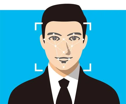 Face ID, facial Recognition System concept icons, take a picture Illustrazione stock