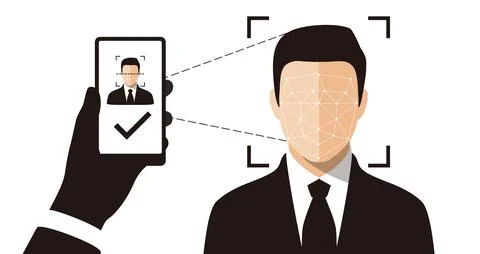 Face ID, facial Recognition System concept icons, take a picture Illustrazione stock