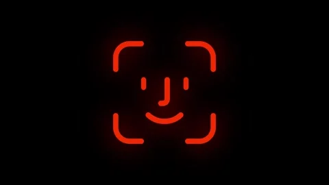 Face ID Failure Icon Animation with Red Warning on Black Background 動画素材 327164176