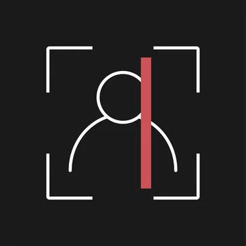 Face id icon, flat vector illustration on black background Stock Illustration