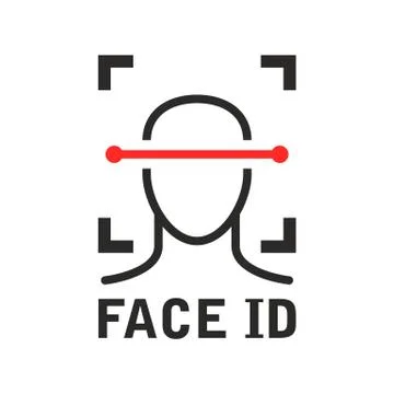 Face id icon - recognition identification scan system, face scanning process Stock-Illustration