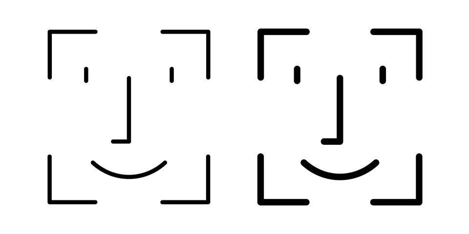Face id icon symbol. Flat and Stroke Vector illustration Stock Illustration