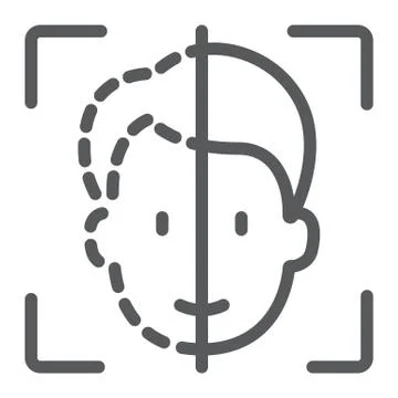 Face ID line icon, face recognition and face Stock Illustration