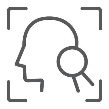 Face ID line icon, face recognition Illustrazione stock