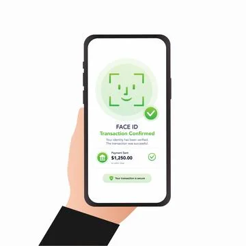 Face ID payment confirmation screen. vector illustration Stock Illustration