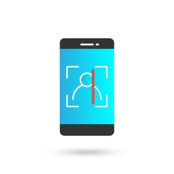 Face id on Phone screen Flat Design Icon Stock Illustration