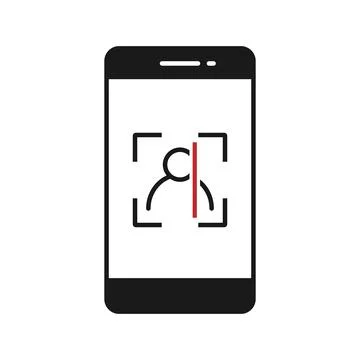 Face id on Phone screen Flat Design Icon Stock Illustration