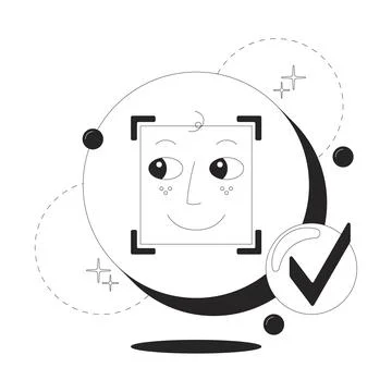 Face ID recognition clean onboarding illustration Stock Illustration