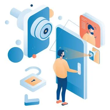 Face ID recognition data security vector design Stock Illustration