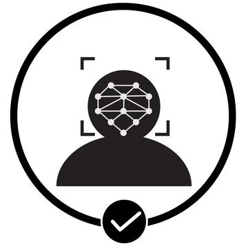 Face ID scan icon. Face identification symbol.  Face scanning process sign. Stock Illustration