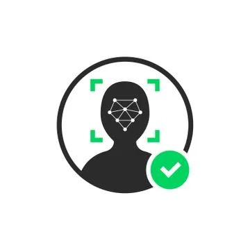Face id scanner logo with check mark Stock Illustration