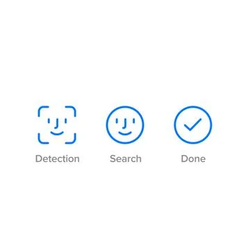 Face ID scanning process vector icons Stock Illustration