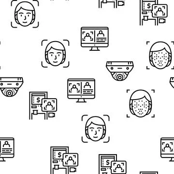 Face Id Technology Vector Seamless Pattern Stock Illustration