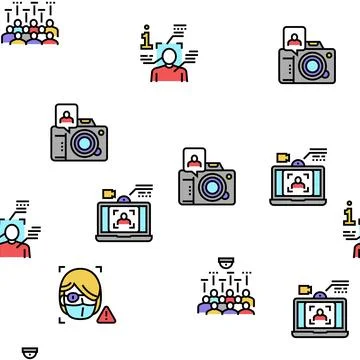 Face Id Technology Vector Seamless Pattern Stock Illustration