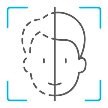 Face ID thin line icon, face recognition and face Stock Illustration