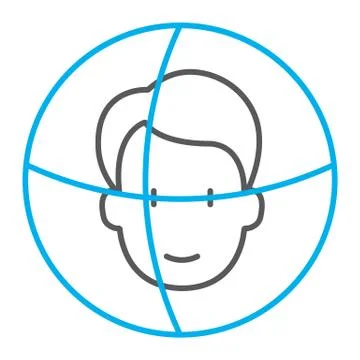 Face ID thin line icon, face recognition and face Stock Illustration
