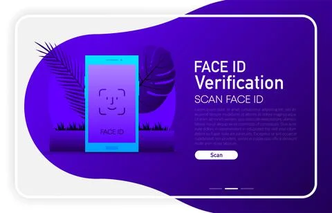 Face ID verification on phone concept window browser on dark gradient backgro Stock Illustration