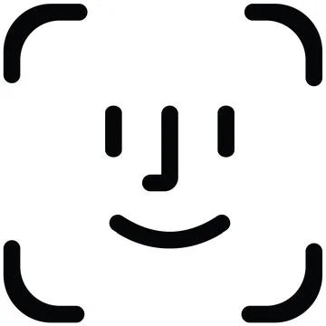 Face identification icon. Face id sign. Facial recognition system symbol. Stock Illustration