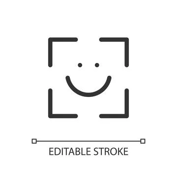 Face identification pixel perfect linear ui icon Illustrazione stock