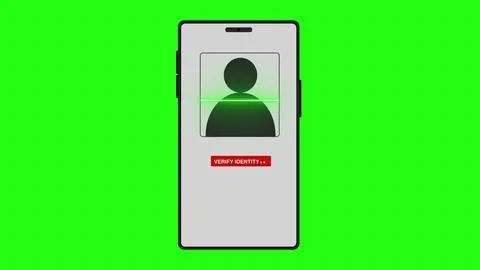 Face identification scanner animation Mobile phone face recognition icon isolate Stock Illustration