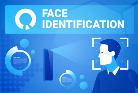Face Identification Smart Phone Scan Male Face Modern Access Control Technology Illustrazione stock
