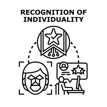 Face identification system recognizing individual digital identity Stock Illustration