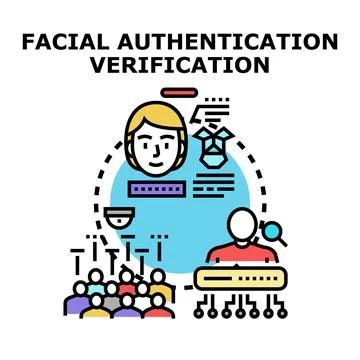 Face identification system verifying user biometric data Stock Illustration