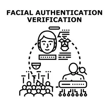 Face identification system verifying user biometric data Stock Illustration