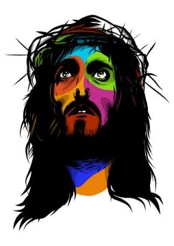 Face of Jesus in pop art vector style Stock Illustration