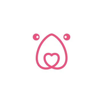 Face line bear with love logo symbol icon vector graphic design illustratio.. Stock Illustration