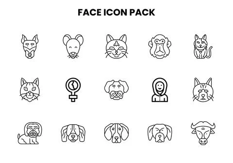 Face Line Graphics Icons Pack 스톡 일러스트