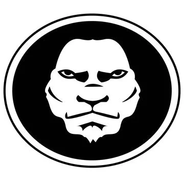 Face of a lion without a mane black and white Stock Illustration