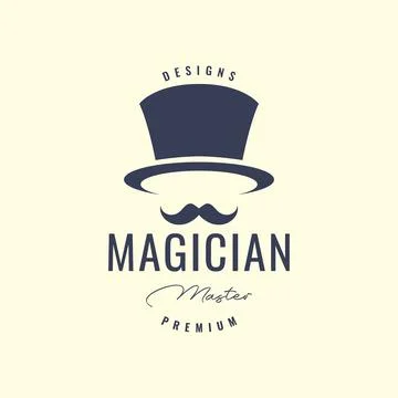 Face long mustache long hat magician entertain hipster logo design vector i.. Stock Illustration