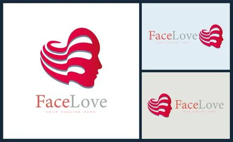 Face love flag neutral face logo template design Stock Illustration