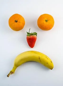Face made with pieces of fruit Stock Photos