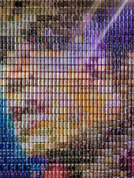 Face made of tin cans Stock Photos