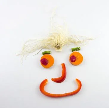 Face made of vegetables - looking to the left Stock Photos