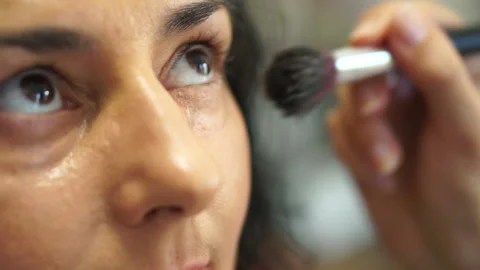 Face makeup artist at work Stock Footage 98481812