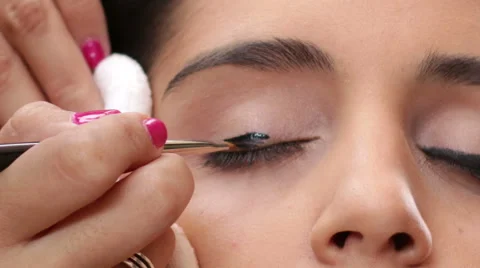 Face Makeup Black Eyeliner Stock Footage 42240726