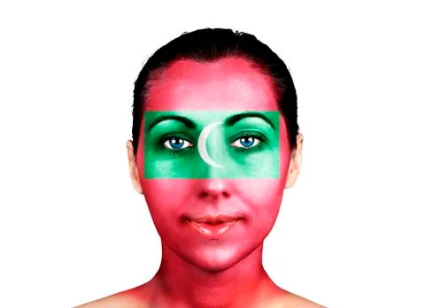 Face  with the Maldives flag Stock Photos