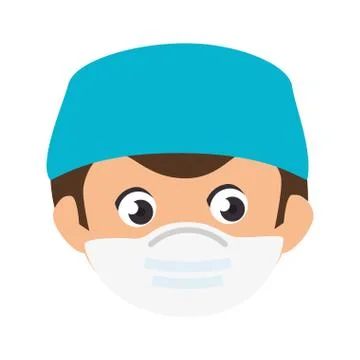 Face of male paramedic using face mask isolated icon Illustrazione stock