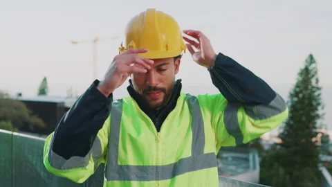 Face, man and construction worker with safety helmet, smile and development Stock Footage 344262537