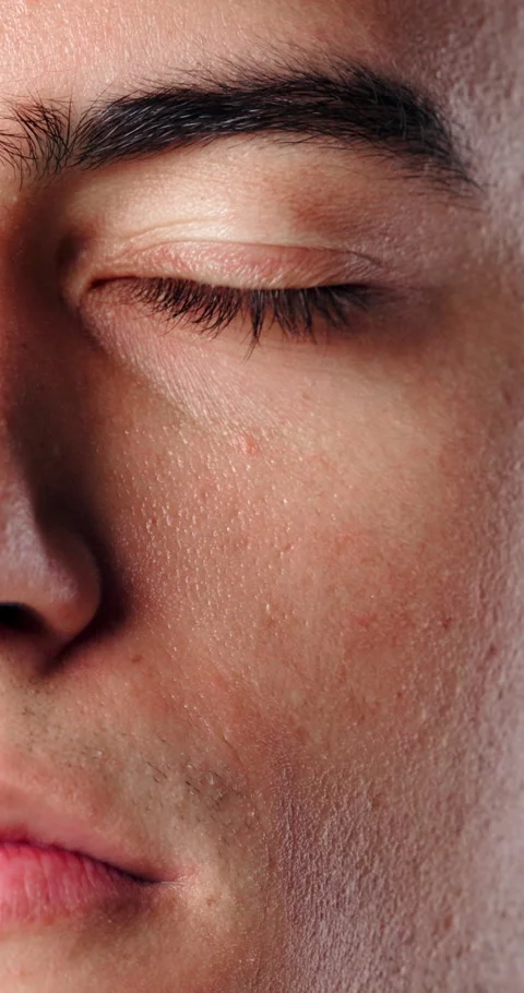 Face, man and eye care in closeup with optometry, eyesight exam and medical test Stock Footage 343042644